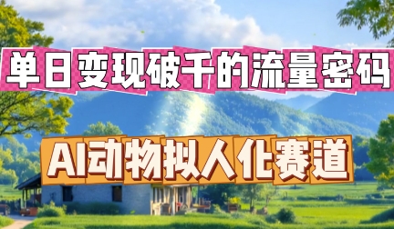 单日变现破k的流量密码，AI动物拟人化赛道-源创文化:轻创终点站