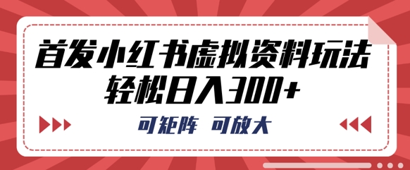 首发小红书虚拟资料玩法，可矩阵，可放大，轻松日入3张-源创文化:轻创终点站