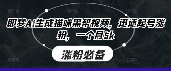 即梦AI生成猫咪黑帮视频，迅速起号涨粉，一个月5k-源创文化:轻创终点站