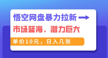 悟空网盘暴力拉新：一单10元，市场空白，日入几张-源创文化:轻创终点站