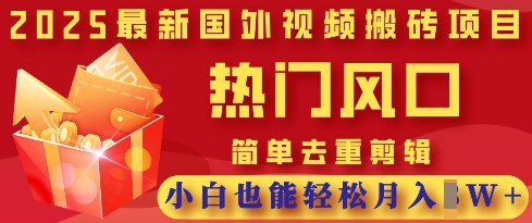 2025最新视频搬砖项目，热门风口，简单去重剪辑，小白也能轻松月入过W-源创文化:轻创终点站